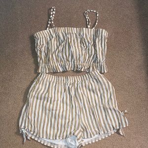 FAVLUX Matching Set Yellow and White Striped Set